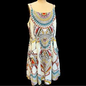 Bohemian tribal hippie cotton sundress midi dress sleeveless slouchy pockets y2k